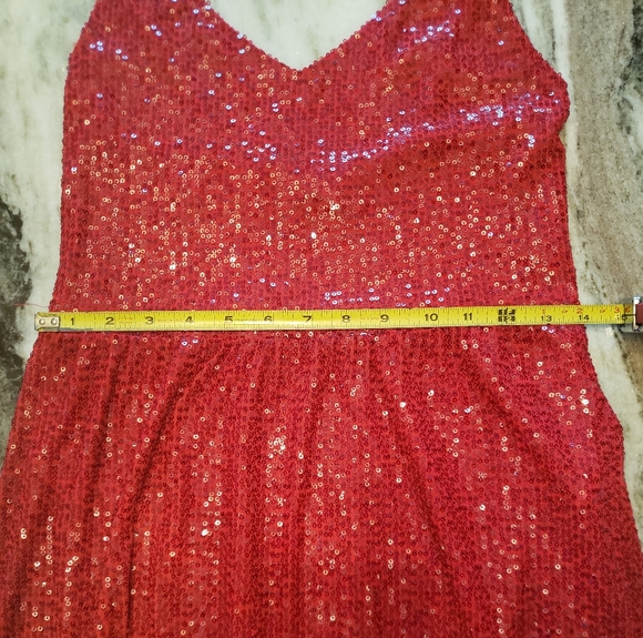 ZARA RED LONG SEQUINNED DRESS SIZE Small - Sequin Party Cocktail Stretchy Fabric - Picture 13 of 13